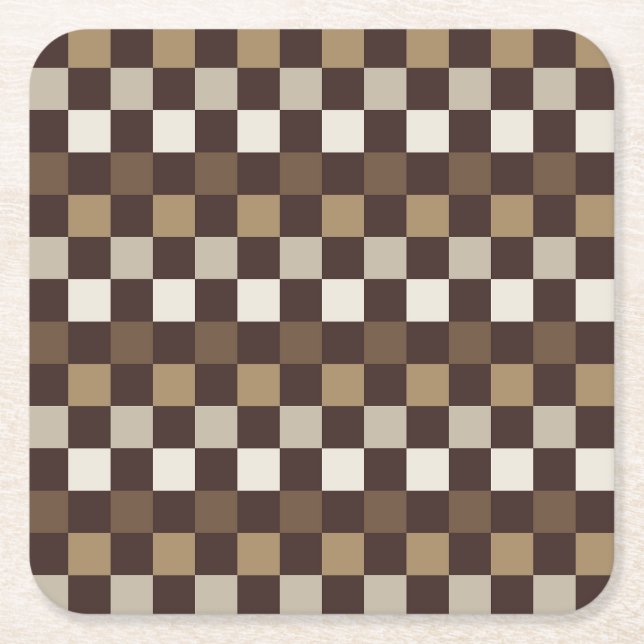 Porta-copo De Papel Quadrado Earthy minerals checkerboard pattern (Frente)