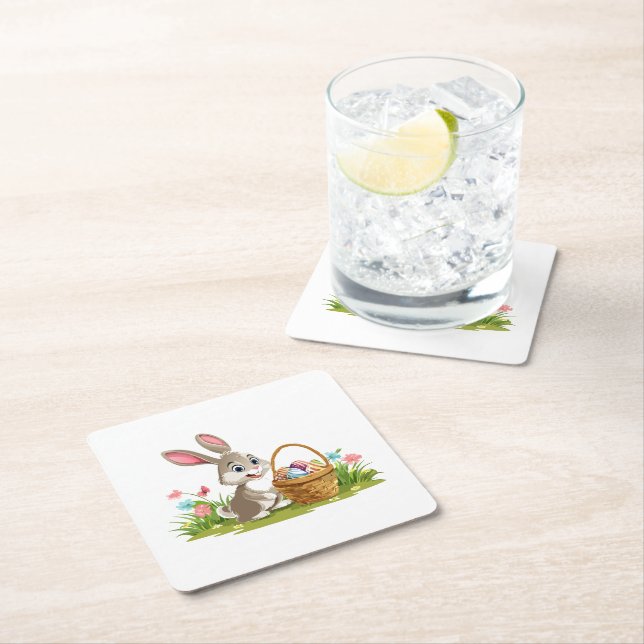 Porta-copo De Papel Quadrado Easter bunny (Insitu)