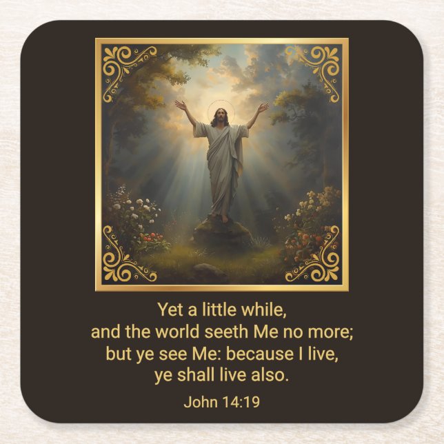 Porta-copo De Papel Quadrado Easter Resurrection Religious (Frente)