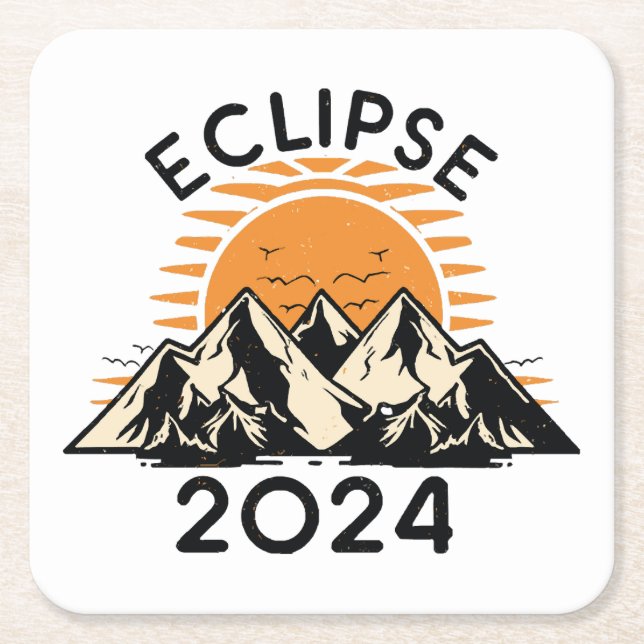 Porta-copo De Papel Quadrado Eclipse Solar Total 2024 (Frente)