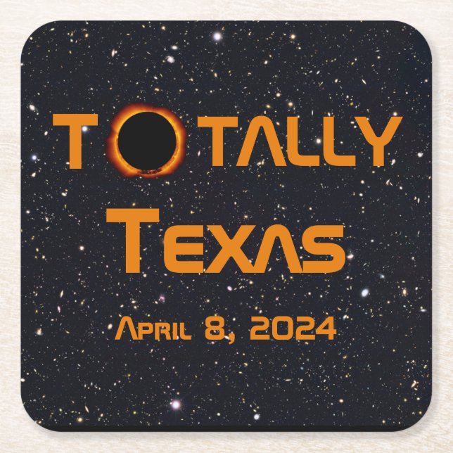 Porta-copo De Papel Quadrado Eclipse Solar Totalmente Texas 2024 (Frente)
