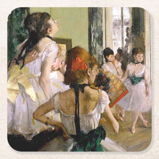 Porta-copo De Papel Quadrado Edgar Degas Classe de Dança (Frente)