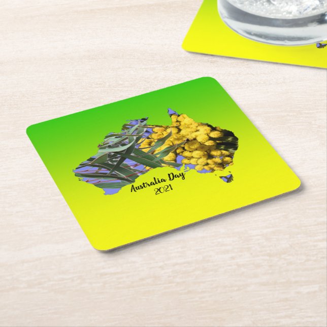 Porta-copo De Papel Quadrado Editar Texto Austrália Goma Folha Folha de Folha (Inclinado)