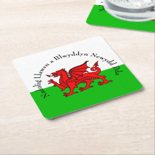 Porta-copo De Papel Quadrado Editar Texto Sinalizador Vermelho Dragão Vermelho