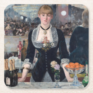 Porta-copo De Papel Quadrado Edouard Manet - Um Bar na Folies-Bergere