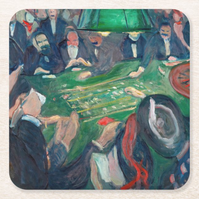Porta-copo De Papel Quadrado Edvard Munch - A Mesa Roulette em Monte Carlo (Frente)