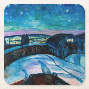 Porta-copo De Papel Quadrado Edvard Munch - Starry Night 1922