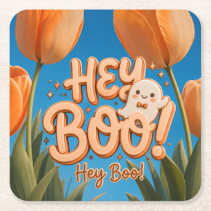 Porta-copo De Papel Quadrado Ei Boo! Halloween