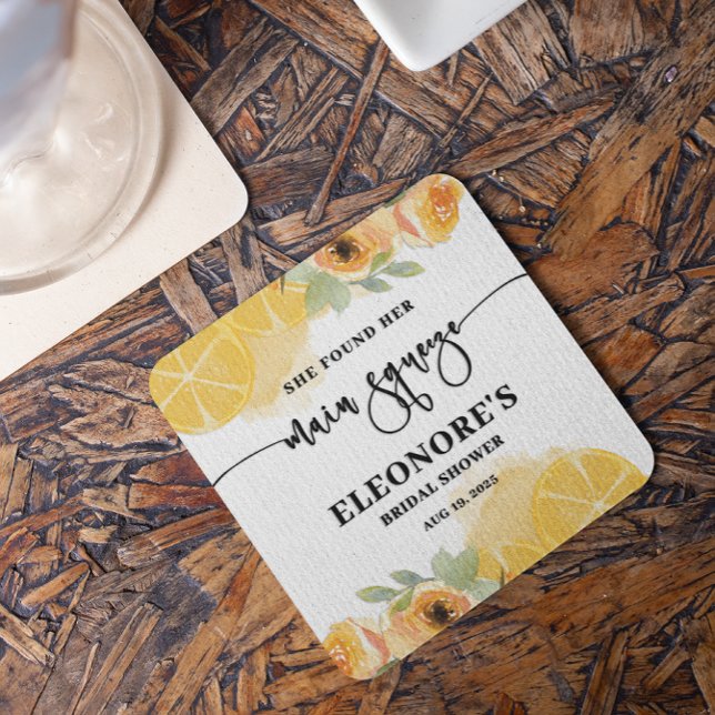 Porta-copo De Papel Quadrado Ela Encontrou seu Esposo Chá de Noiva  (Criador carregado)