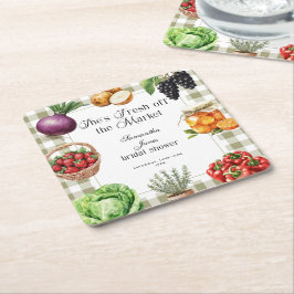 Porta-copo De Papel Quadrado Ela está Fresca do Mercado Gingham Chá de Noiva