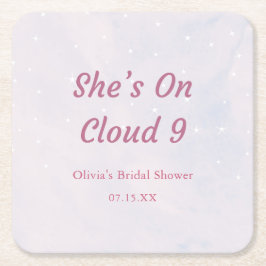 Porta-copo De Papel Quadrado Ela Está no 9º Céu Chuveiro de Noiva Sonho Pastel