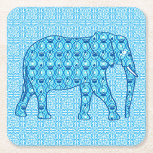 Porta-copo De Papel Quadrado Elefante de flor de Lotus - tartaruga