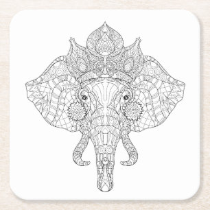 Porta-copo De Papel Quadrado Elefante Zendoodle principal