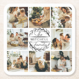 Porta-copo De Papel Quadrado Elegan Modern Monograma Nome da Família Inicial Fo