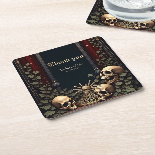 Porta-copo De Papel Quadrado Elegância Gótica Sombria. Arco impressionante (Inclinado)