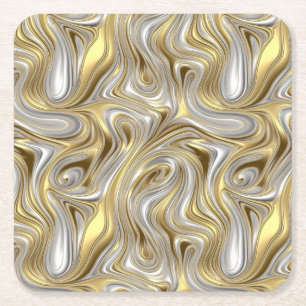 Porta-copo De Papel Quadrado Elegância líquida - Padrão líquido metálico