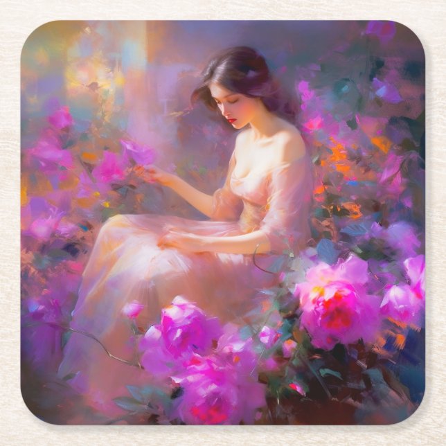 Porta-copo De Papel Quadrado Elegância Sensual (Frente)