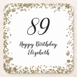Porta-copo De Papel Quadrado Elegant 89th Birthday Coasters With Gold Sequins
