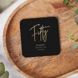 Porta-copo De Papel Quadrado Elegant Black and Gold 50th Birthday Party<br><div class="desc">Elegant black and gold 50th birthday party square paper coaster featuring a sophisticated dark background with luxurious gold typography and accents. Perfect for formal 50th birthday celebrations, dinner parties, cocktail hours, and upscale events. Fully customizable text, name, and date. Coordinates with matching birthday suite including invitations, welcome signs, RSVP cards,...</div>