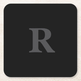 Porta-copo De Papel Quadrado Elegant Black &gray Monogram 