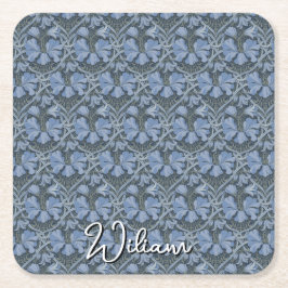Porta-copo De Papel Quadrado Elegant Blue Watercolor Floral Pattern Invitation