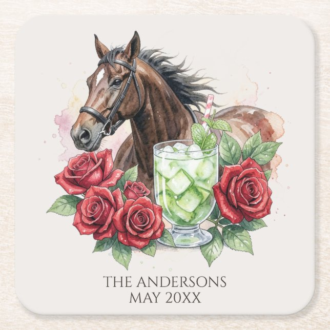 Porta-copo De Papel Quadrado Elegant Derby Party  (Frente)