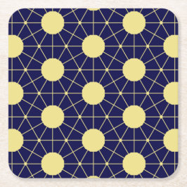 Porta-copo De Papel Quadrado Elegant Navy and Gold Geometric Tile Pattern