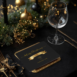 Porta-copo De Papel Quadrado Elegant Personalized Merry Christmas