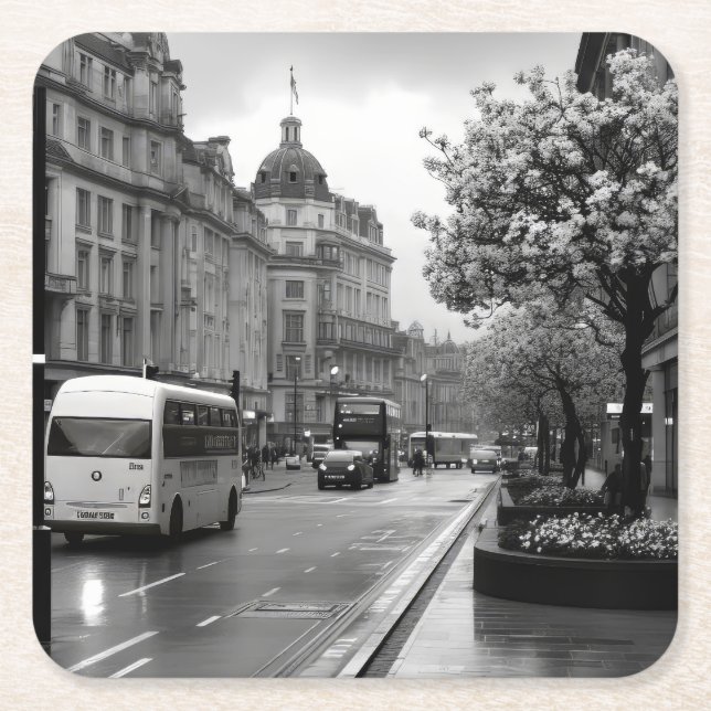 Porta-copo De Papel Quadrado Elegant Street View (Frente)