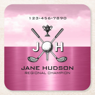 Porta-copo De Papel Quadrado Elegant Women Custom Golf Monogram Design