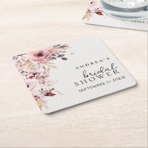 Porta-copo De Papel Quadrado Elegante Chuveiro Nupcial Floral em Aquarela Boho