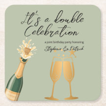 Elegante Dupla Celebração Verde Aniversário