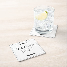 Porta-copo De Papel Quadrado Elegante Favor de Noiva e Noivo Casamento Minimali