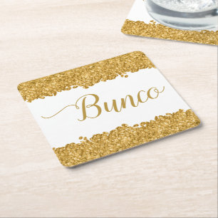 Porta-copo De Papel Quadrado Elegante Glitter Dourado Partido Girly Bunco Napki