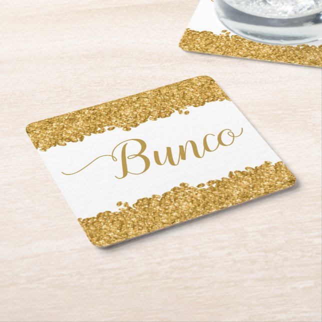 Porta-copo De Papel Quadrado Elegante Glitter Dourado Partido Girly Bunco Napki (Inclinado)