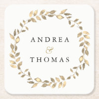 Elegante Moderno Dourada Festa de noivado Leaf Wre