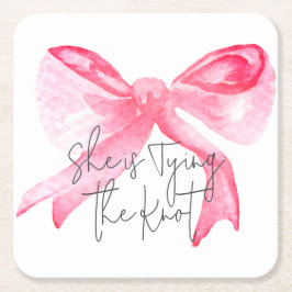 Porta-copo De Papel Quadrado Elegante Nó de Noiva Rosa Choque Festa de Chá de N