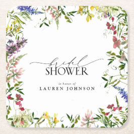 Porta-copo De Papel Quadrado Elegante Summer Wildflower Watercolor Chá de panel