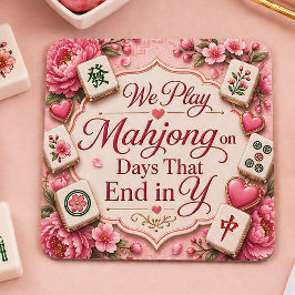 Porta-copo De Papel Quadrado Elegante Suporte para Mahjong Rosa Azulejos Florai