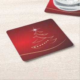 Porta-copo De Papel Quadrado Elegante Vermelho Festivo de Natal