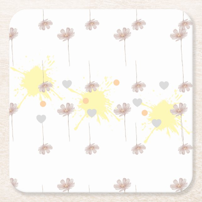 Porta-copo De Papel Quadrado Elegent modren dazie flower (Frente)