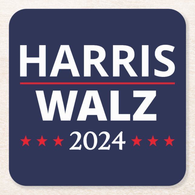 Porta-copo De Papel Quadrado Eleição de Harris Walz 2024 III (Frente)