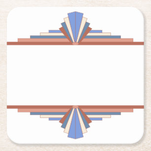 Porta-copo De Papel Quadrado Elementos de deco de arte em ouro rosa e azul 10d