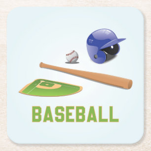 Porta-copo De Papel Quadrado Elementos legal e coloridos para esportes de baseb