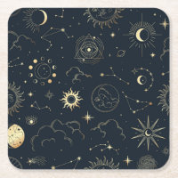 Elementos místicos celestes do Sol e da Lua