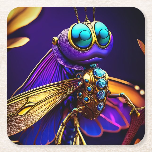 Porta-copo De Papel Quadrado Embarque Dragonfly Dreaming (Frente)