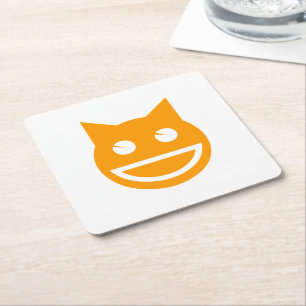 Porta-copo De Papel Quadrado Emoji Cat Sorridente