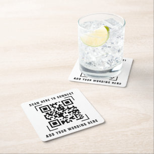 Porta-copo De Papel Quadrado Empresa Comercial Varredura de Código QR