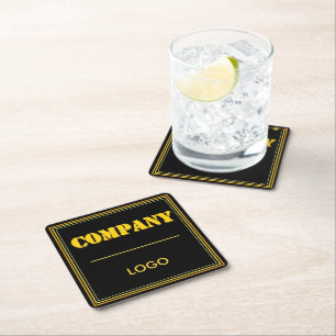 Porta-copo De Papel Quadrado Empresa Personalizada Preta Moderna Personalizada