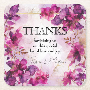 Porta-copo De Papel Quadrado Encantamento Profundo da Fúsia roxa: Aquarela